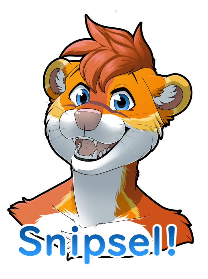 Headshot of Snipsel with the text "Snipsel!" underneath